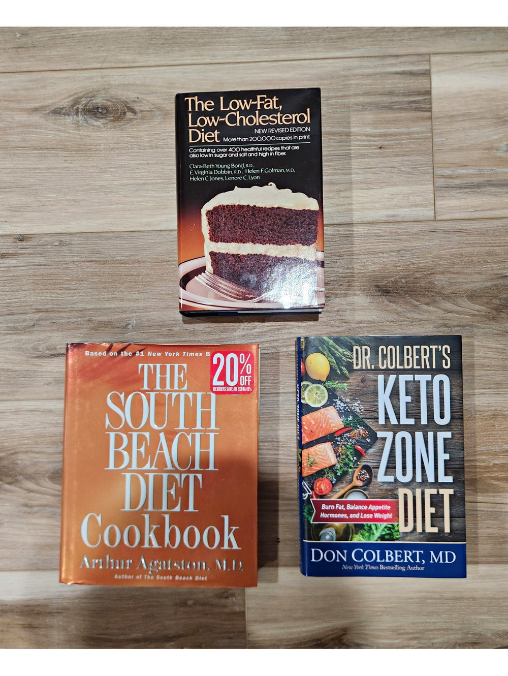 3 Diet Cookbooks - South Beach Diet, Keto Zone Diet, Low-Fat Low-Cholesterol